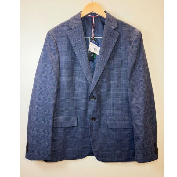 Tommy Hilfiger Conrad Men’s Size 40S Navy Pink Plaid Modern Fit Blazer NWT - Picture 4 of 8